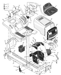 Chassis And Hood Diagram and Parts List for 425611X99B 2001 Briggs and Stratton Lawn Tractor